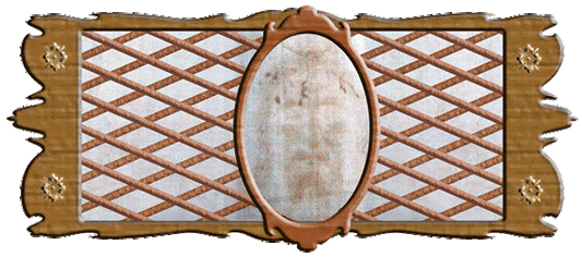 Rendition of an Artistic Frame over the Shroud of Turin "folded in four"