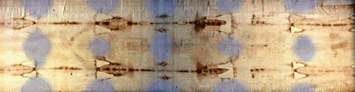 Calcium Rings shown in blue on the Shroud of Turin