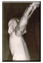 Tracing of blood shown in the crucifixion position